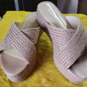 Raye Women's Tan Woven Platform Sandals